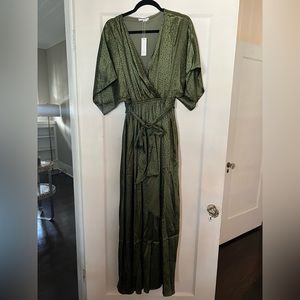 Never Worn! Baltic Born - Savannah Print Kimono Maxi Dress | Olive in Large